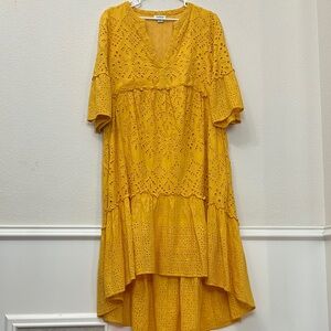 Sundance Selma Yellow Eyelet Midi Dress
